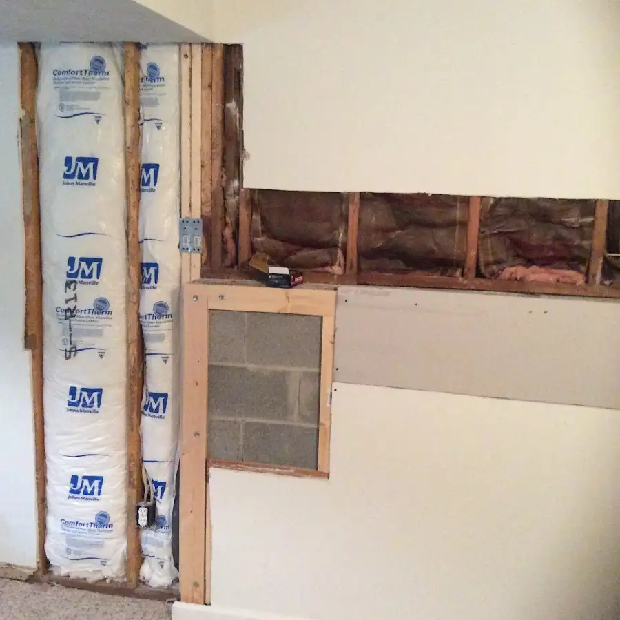 Wall insulation replacement during Basement Flood Cleanup in Fairview